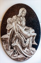 Pieta, homage to Michelangelo, St Peter's Basilica in Rome, mosaic school that produces mosaic