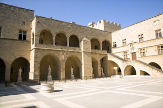 Courtyard, Palace of the Grand Masters, Rhodes, town, Rhodes, Greece, Europe