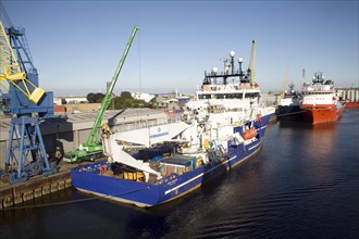 Bibby Sapphire ship, Port harbour, Aberdeen, Scotland, United Kingdom, Europe