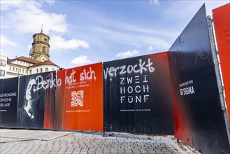 Benko has gambled away. Graffiti on a construction fence in Stuttgart city centre. Signa Real