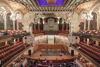 Concert Hall, Palau de la Musica Catalana, Barcelona, Catalonia, Spain, Europe
