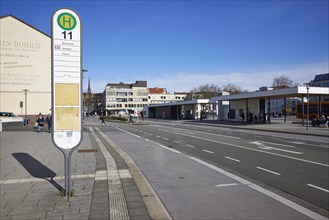 Minden bus station with bus platform 11 in Minden, Muehlenkreis Minden-Luebbecke, North