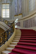 Interior view, historic staircase and window in the foyer, Bode Museum, Berlin, Germany, Europe
