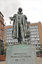 Statue of Mayor Carl Friedrich Petersen in Hamburg, Hamburg, Hanseatic City of Hamburg, Germany,