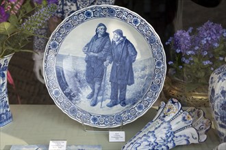 Antique blue and white deftware china, Delft, Netherlands