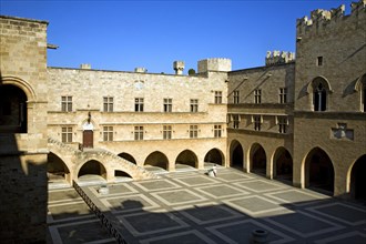 Courtyard, Palace of the Grand Masters, Rhodes, town, Rhodes, Greece, Europe