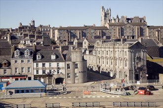View from docks over central buildings Aberdeen, Scotland, United Kingdom, Europe