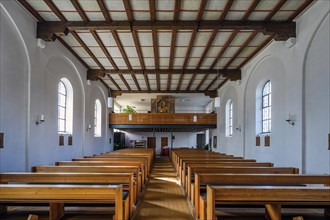 The organ loft, former monastery church Mater Salvatoris, Boerwang, Allgaeu, Swabia, Bavaria,