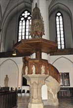 St Peter's Church, parish church, construction began in 1310, Moenckebergstrasse, wooden pulpit in