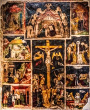 Fresco Crucifixion and History of the Virgin Mary, 14th century, Galeria d'Arte Antica, Castello di