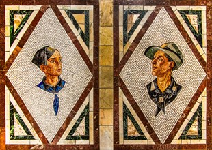 Floor mosaic, mosaic school that produces mosaic masters, Spilimbergo, city of mosaic art, Friuli,