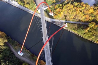 Aerial view of the double arch bridge, 28 October 2015. The Nordsternpark double arch bridge is a