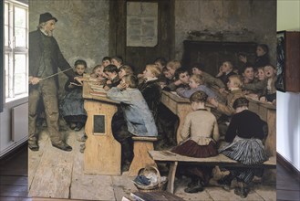 The village school, a painting by Albert Anker from 1848 in a classroom of a 19th century village