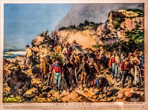 Transport of the wounded Giuseppe Garibaldi from Aspromonte to Scilla, Gerolamo Induna, 1825,