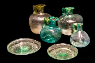 Glass balsam jars as ritual objects or grave goods, Archaeological Museum, Castello di Udine, seat
