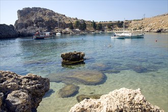 St Paul's Bay, Agios Pavlos, Lindos, Rhodes island, Greece, Europe