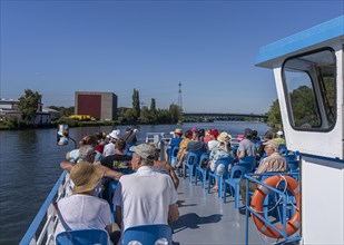 Upper deck of an excursion steamer on the Spree, Berlin-Treptow, Germany, Europe