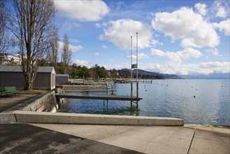 Small jetties in Lake Geneva and the bathing area in the Ouchy neighbourhood, Lausanne, Lausanne