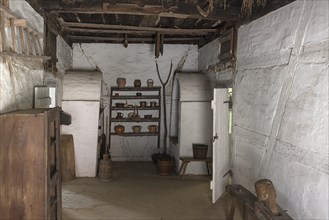 Kitchen with two hobs in a historic farmhouse from the 19th century, Open-Air Museum of Folklore