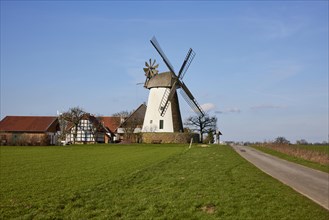 The Eickhorst windmill, a Wallhollaender from 1848, is part of the Westphalian Mill Road under a