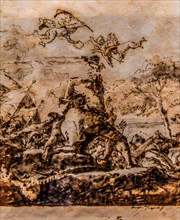 The Stoning of Saint Stephen, Giandomenico Tiepolo, watercolour, Galeria d'Arte Antica, Castello di
