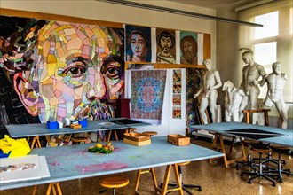 Training room, mosaic school that produces mosaic masters, Spilimbergo, city of mosaic art, Friuli,