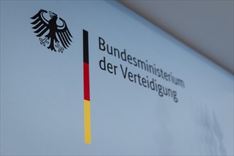Lettering of the Federal Ministry of Defence, taken during a press statement in Berlin, 22.03.2024