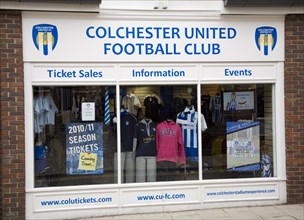Colchester United Football Club shop, Colchester, Essex, England, UK