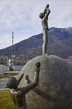 Public art object Le Visionnaire, The Visionary by artist Michel Favre in Martigny, district of
