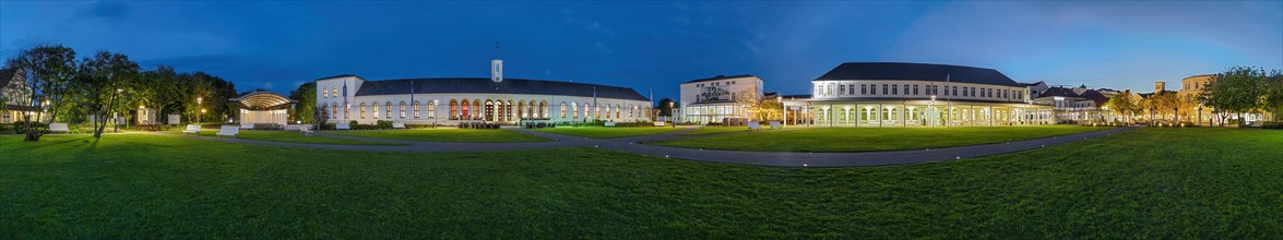Square in front of the Conversationshaus Panorama Night Norderney Germany