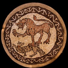 Loin and fox, mosaic copy, Otranto Cathedral, mosaic school producing mosaic masters, Spilimbergo,