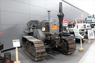 RETRO CLASSICS 2010, Stuttgart Trade Fair, Historic Lanz Bulldog tracked tractor on display in a