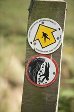 Pembrokeshire Coast path national trail footpath sign marker warning danger of cliffs