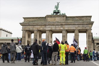 Demonstrators in front of the Brandenburg Gate, taken as part of the 'AeoeFarmers' protests'Aeo in