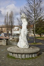 Statue of the Virgin of Lake Geneva, Vierge du Lac with the lakeside promenade in the district of