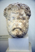 Head Roman emperor Antoninus, Archaeological museum, Rhodes, Greece, Europe