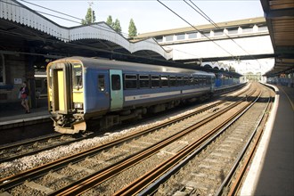 National Express train, Ipswich railway station, Suffolk, England, United Kingdom, Europe