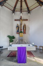 The altar, former monastery church Mater Salvatoris, Boerwang, Allgaeu, Swabia, Bavaria, Germany,