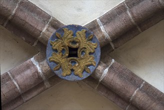 Rosette, vault keystone in the Gothic vault, St Clare's Church, Koenigstrasse 66, Nuremberg, Middle