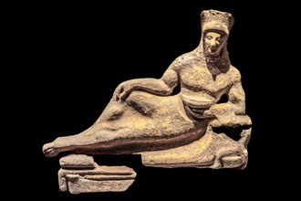 Semi-recumbent figure with naked torso, 5th century a.C., Archaeological Museum, Castello di Udine,
