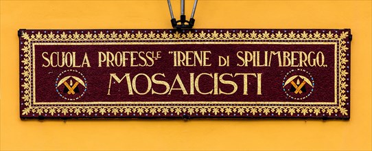 Mosaic school that produces mosaic masters, Spilimbergo, city of mosaic art, Friuli, Italy,