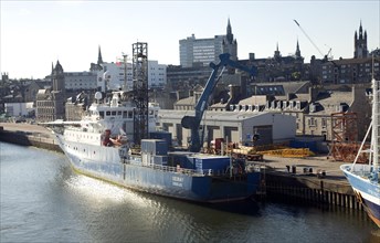 GeoBay DCF subsea ship, Port harbour, Aberdeen, Scotland, United Kingdom, Europe