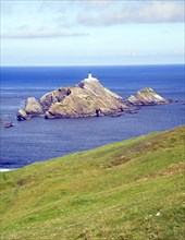 Muckle Flugga lighthouse, Britain's most northerly point, Hermaness, Unst, Shetland Islands