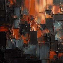 Abstract with dramatic black and orange textures and high contrast, AI generated
