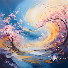 Abstract pastel painting capturing the essence of spring, AI generated