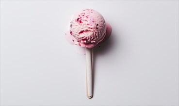 Pink Ice cream scoop on white background AI generated