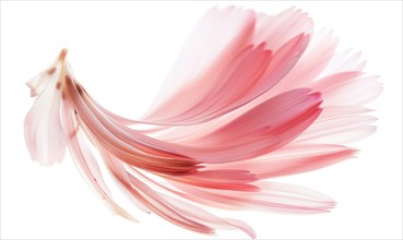 Pale pink daisy flower petals on white background AI generated