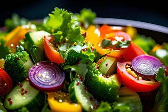 Rainbow vegetable salad capturing vibrant colors, AI generated