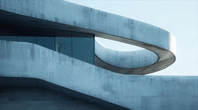 Futuristic building with smooth curves against a clear blue sky, ai generated, AI generated
