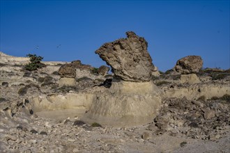 Rock formation on the coast near Sarakinikoer, Milos, Cyclades, Greece, Europe